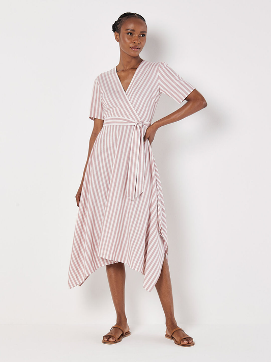 Midi-Wickelkleid | Apricot Holiday Stripe Wrap HH