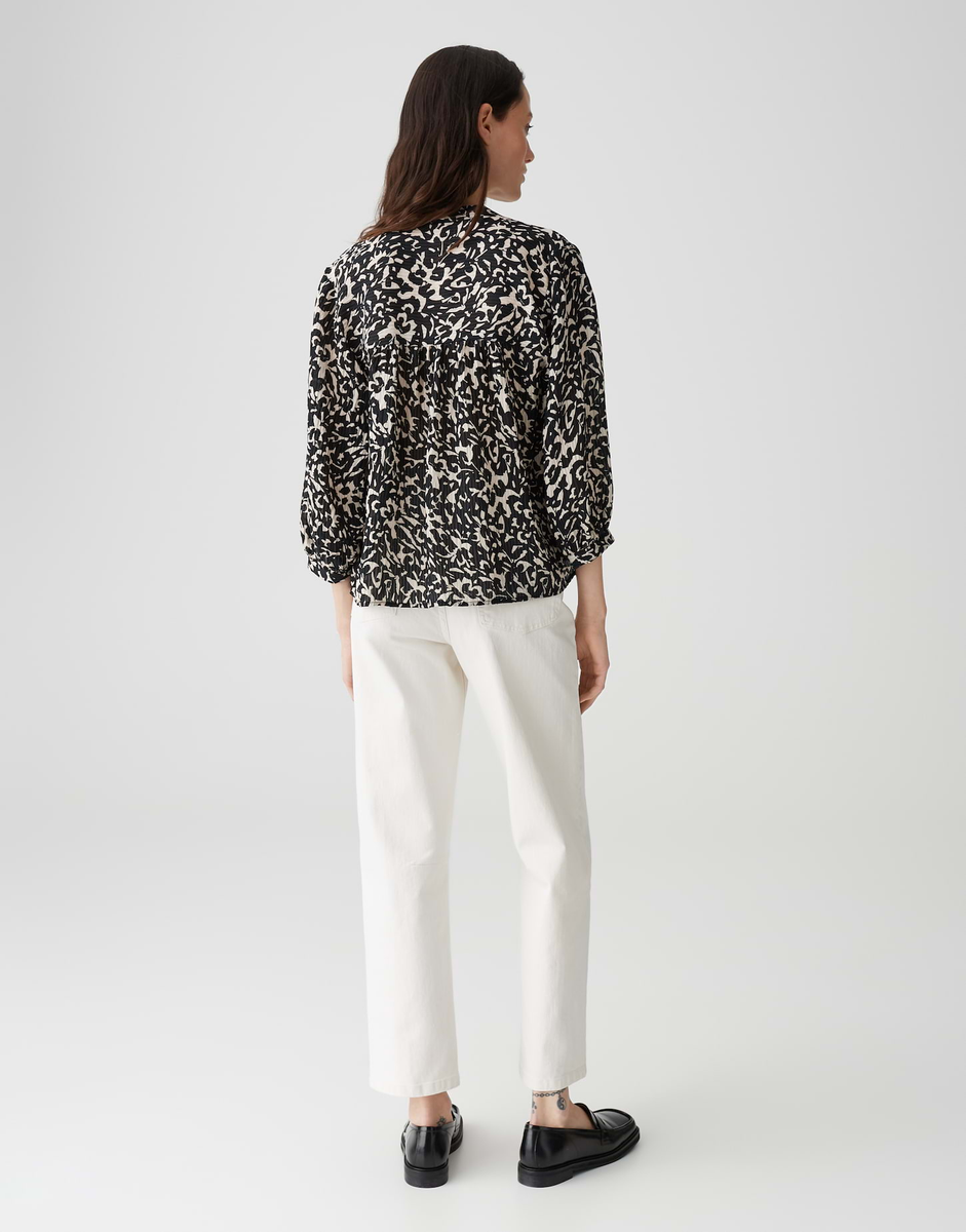 Famelia Printbluse mit feiner Jacquard Struktur
