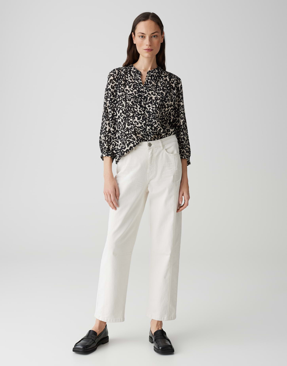 Famelia Printbluse mit feiner Jacquard Struktur