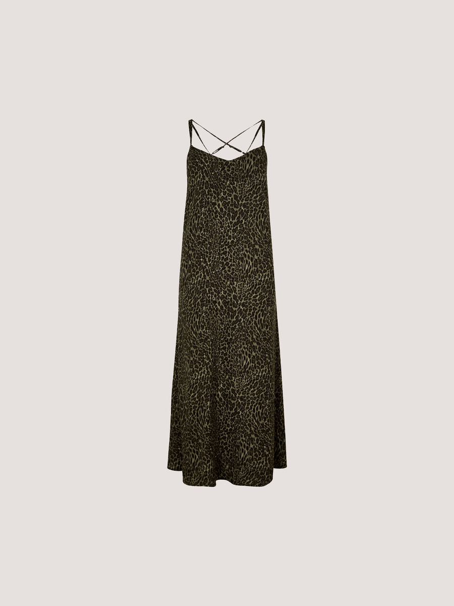 Maxikleid mit Animal-Print aus Crêpe | Apricot