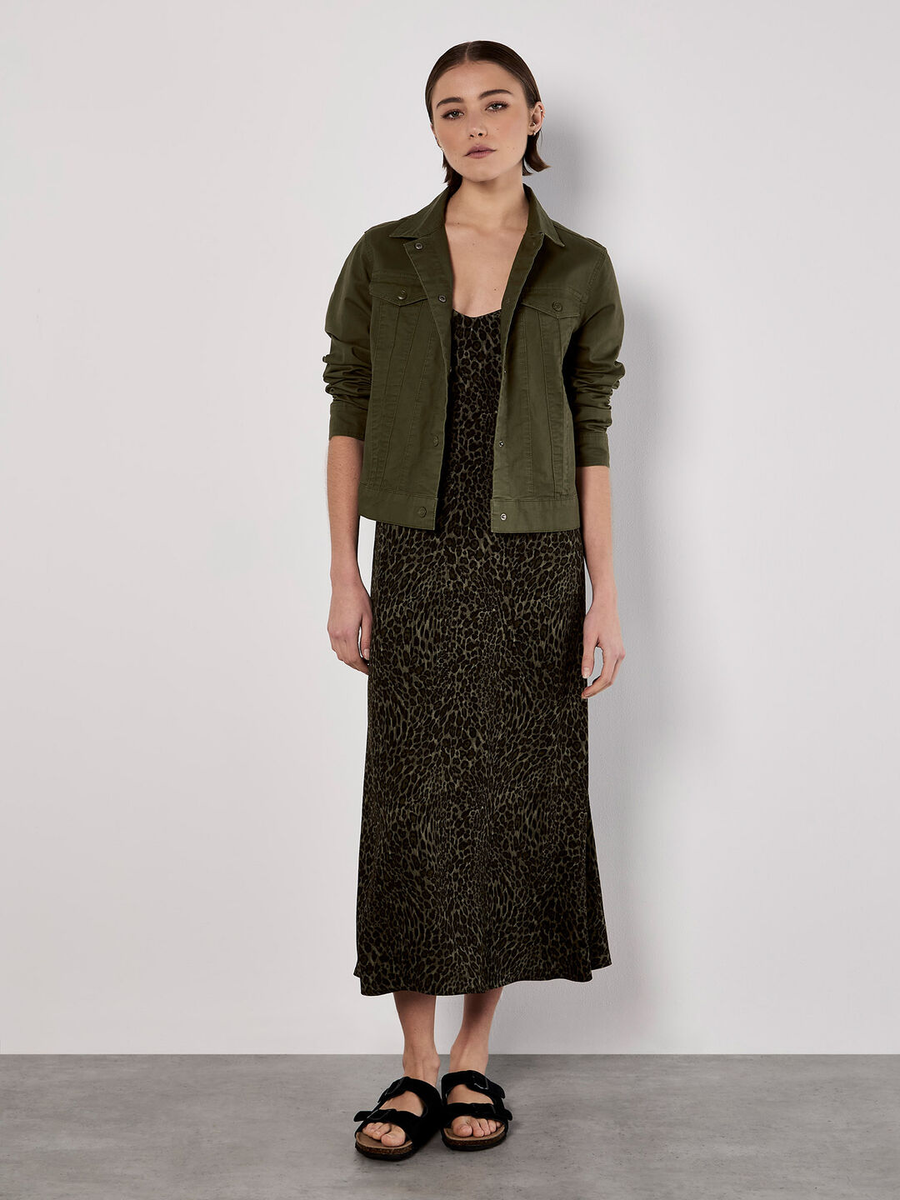 Maxikleid mit Animal-Print aus Crêpe | Apricot