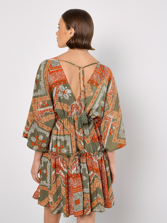 Minikleid | Apricot Distressed Tassel Kaftan