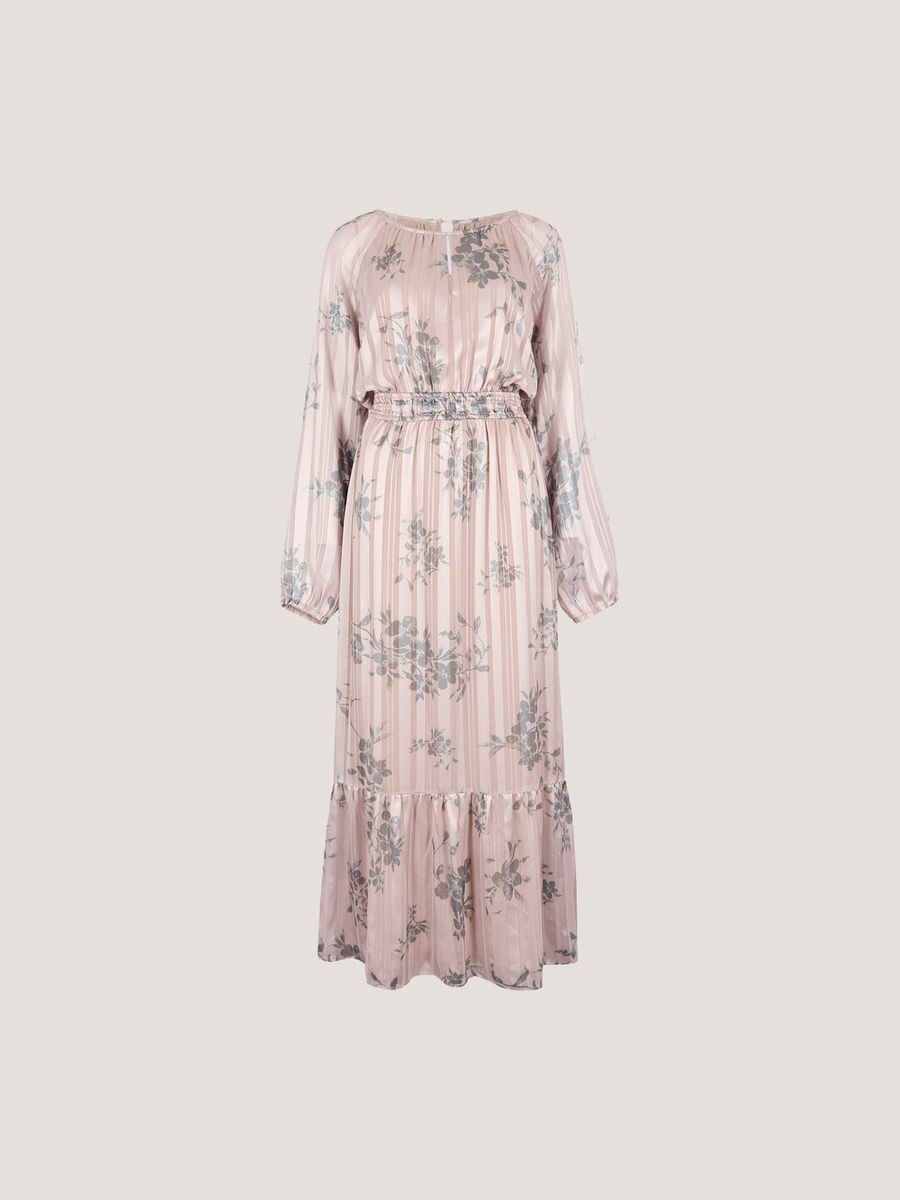 Maxikleid | Apricot Floral Lurex Chiffon