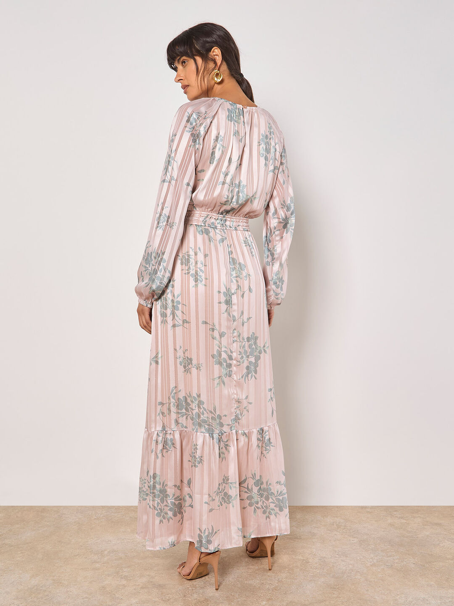 Maxikleid | Apricot Floral Lurex Chiffon
