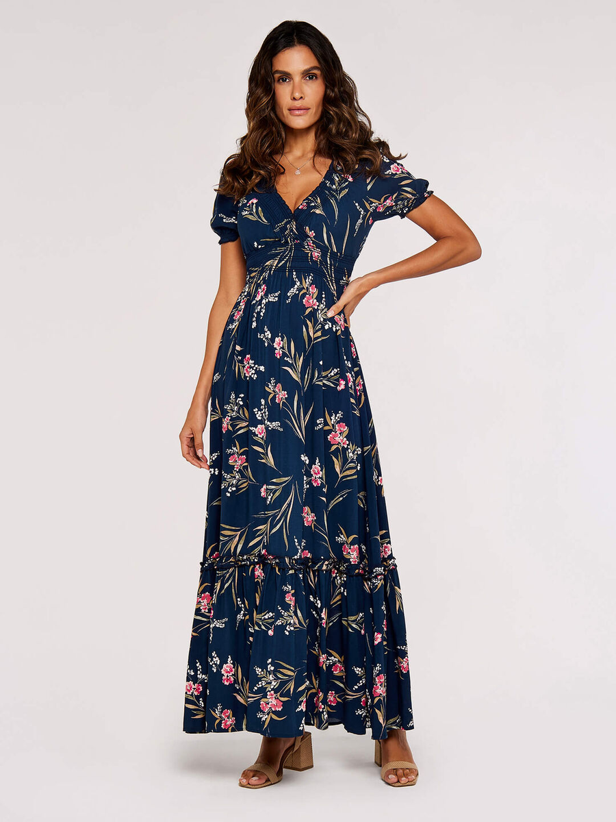 Maxikleid | Apricot Watercolor Floral Smock