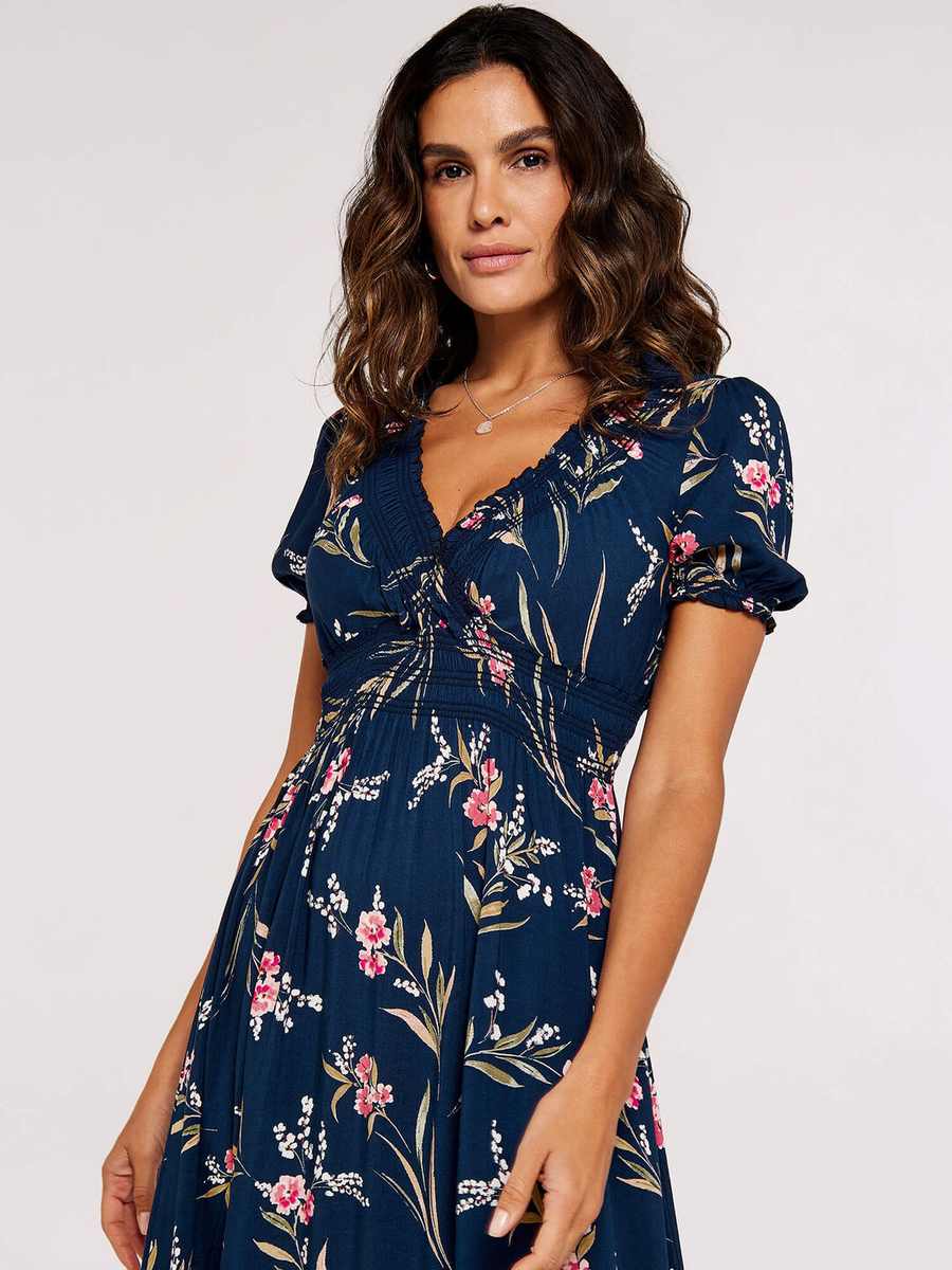 Maxikleid | Apricot Watercolor Floral Smock