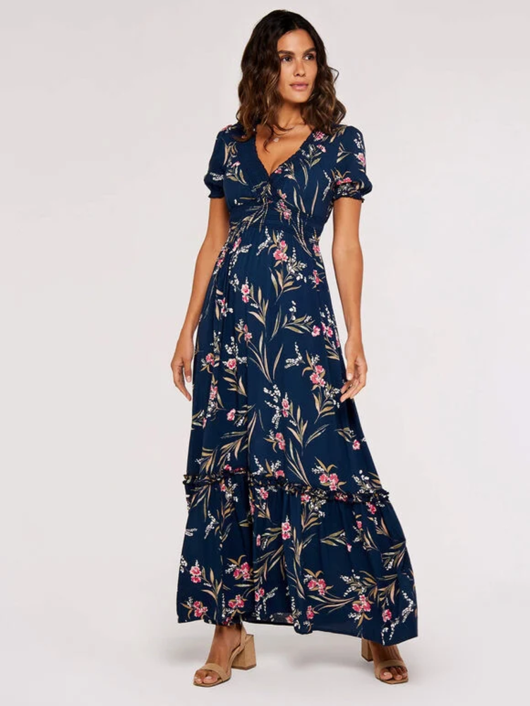 Maxikleid | Apricot Watercolor Floral Smock