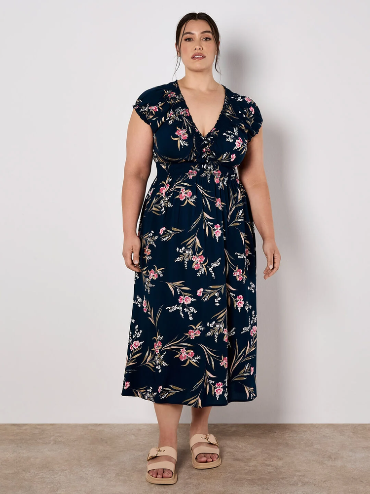 Maxikleid | Apricot Watercolor Floral Smock