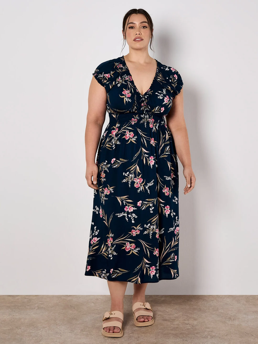 Maxikleid | Apricot Watercolor Floral Smock