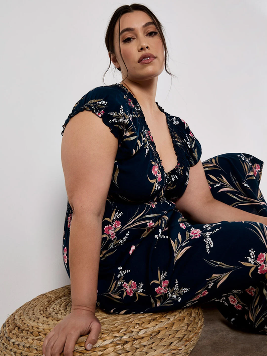 Maxikleid | Apricot Watercolor Floral Smock