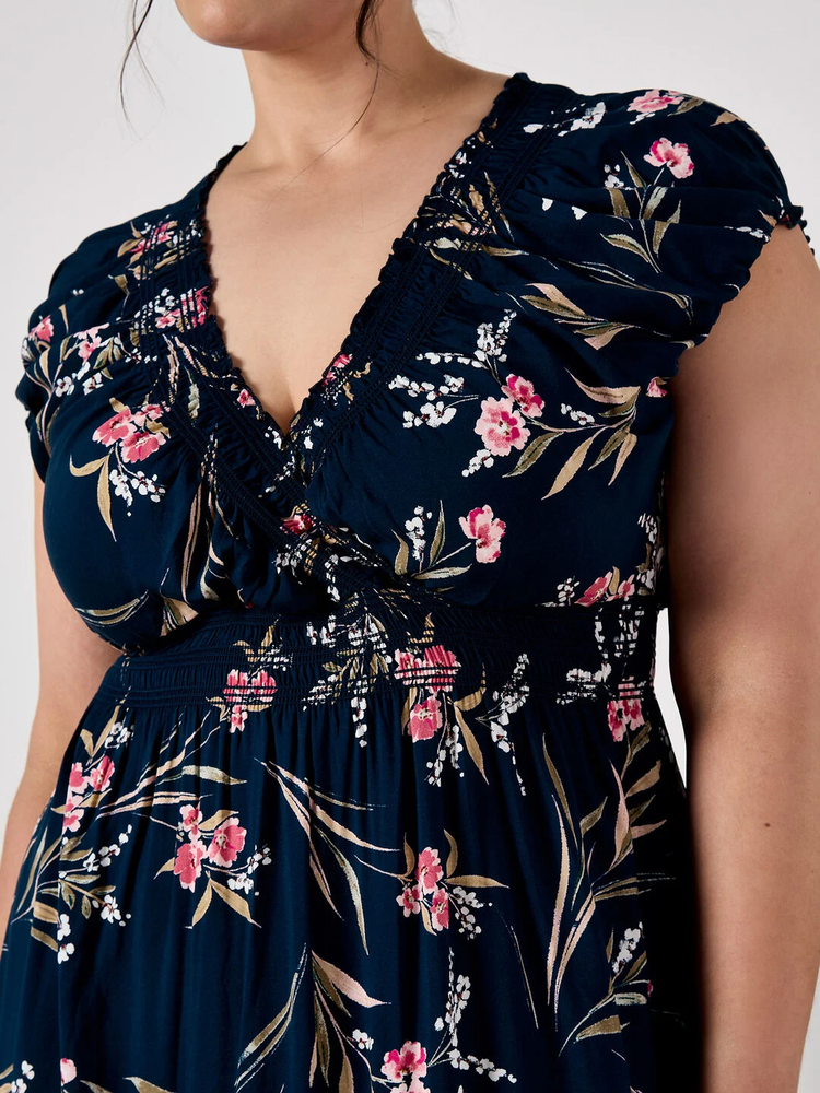 Maxikleid | Apricot Watercolor Floral Smock