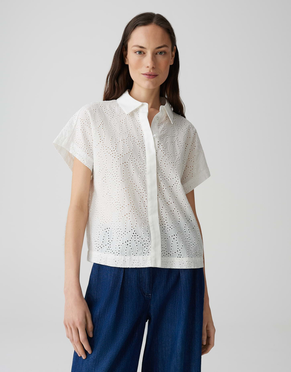 Fessin Sommerliche Hemdbluse mit Lochstickerei