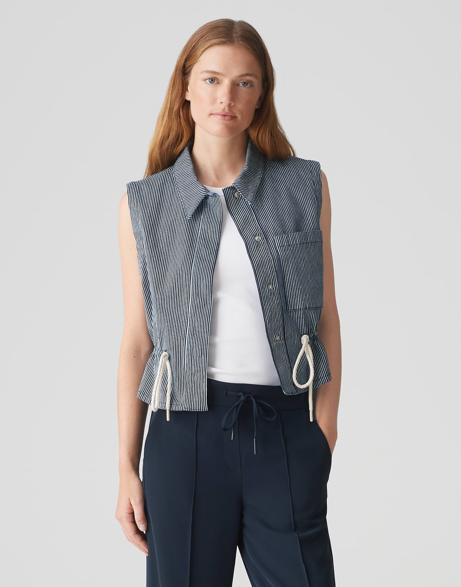 Walea Gestreifte Denim Weste