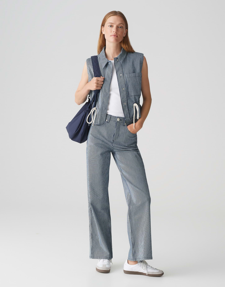 Walea Gestreifte Denim Weste