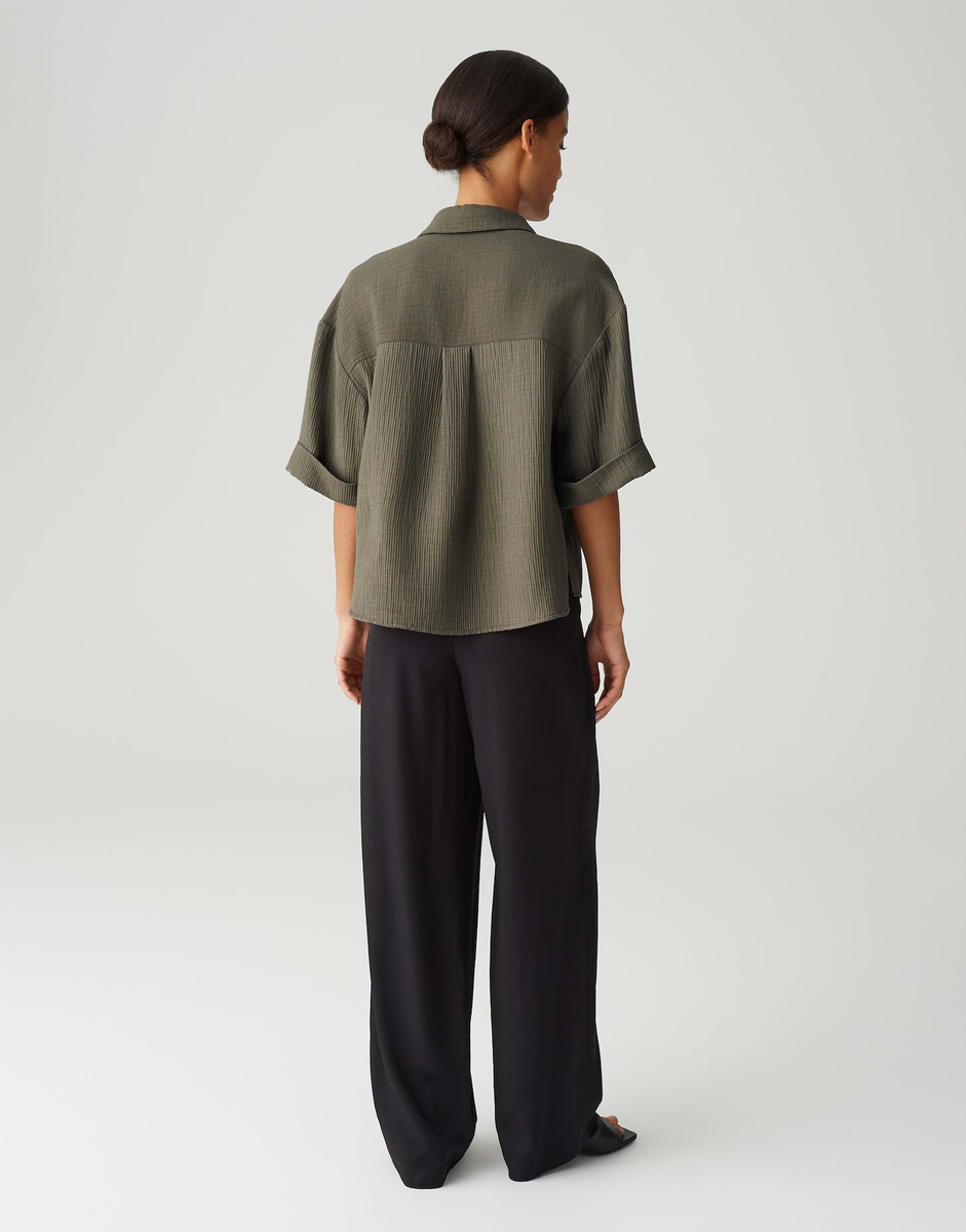Fiora Loose Hemdbluse im Crinkle Look