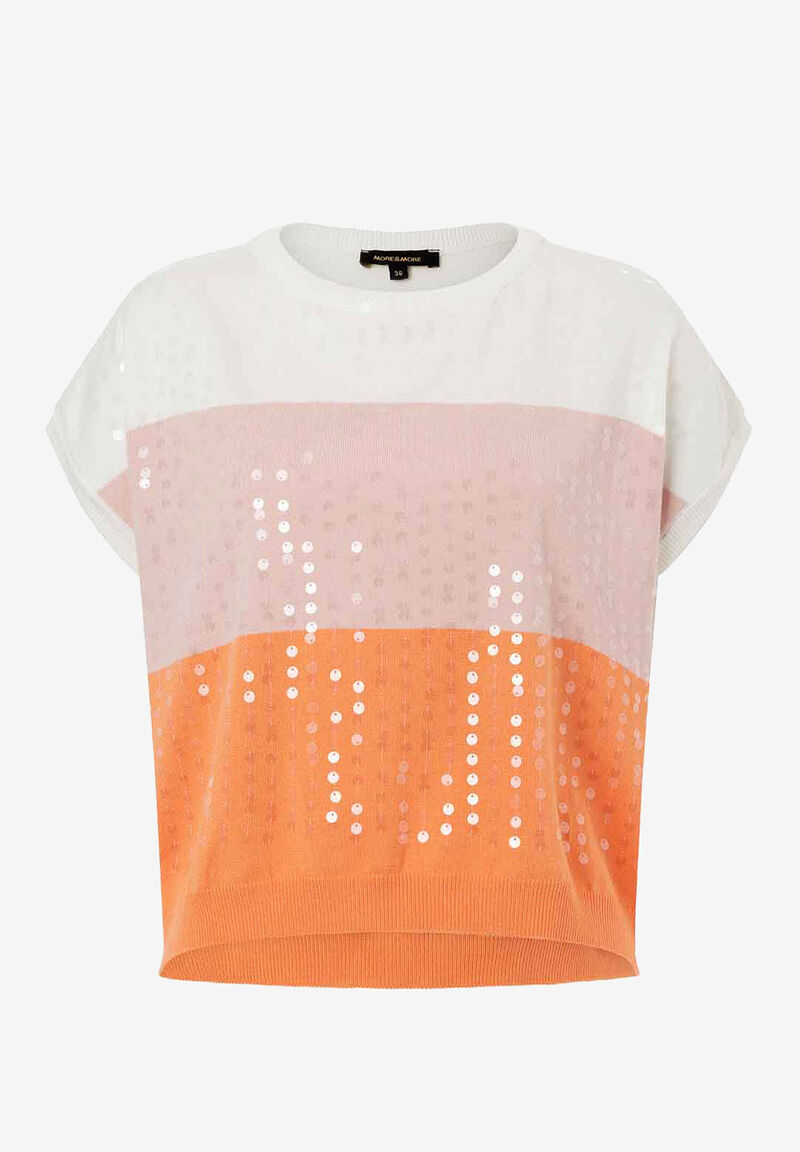 Pullover mit Blockstreifen und Pailletten