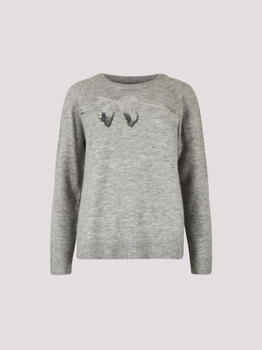 Pullover mit Pailletten-Schleife | Apricot
