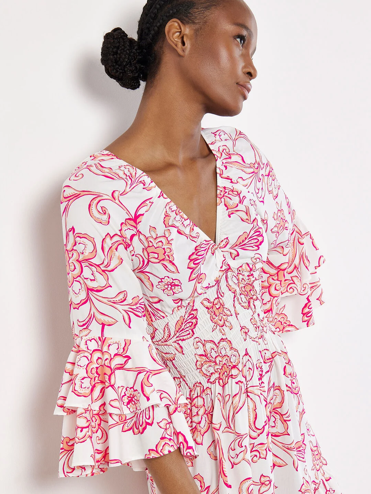 Kurzes, florales Sommerkleid | Apricot