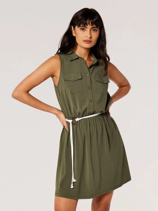 Minikleid | Apricot "Sleeveless Rope Belt"