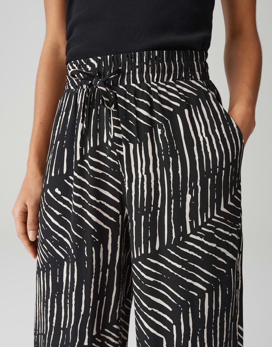 Marou palm leaves Wide Leg Pants mit Komfortbund