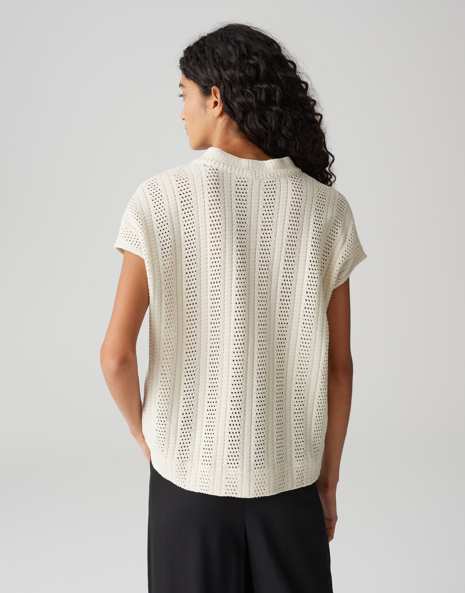 Saniela Kurzarmshirt mit Lochstrickoptik