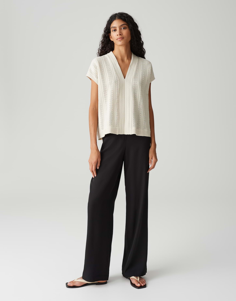 Saniela Kurzarmshirt mit Lochstrickoptik