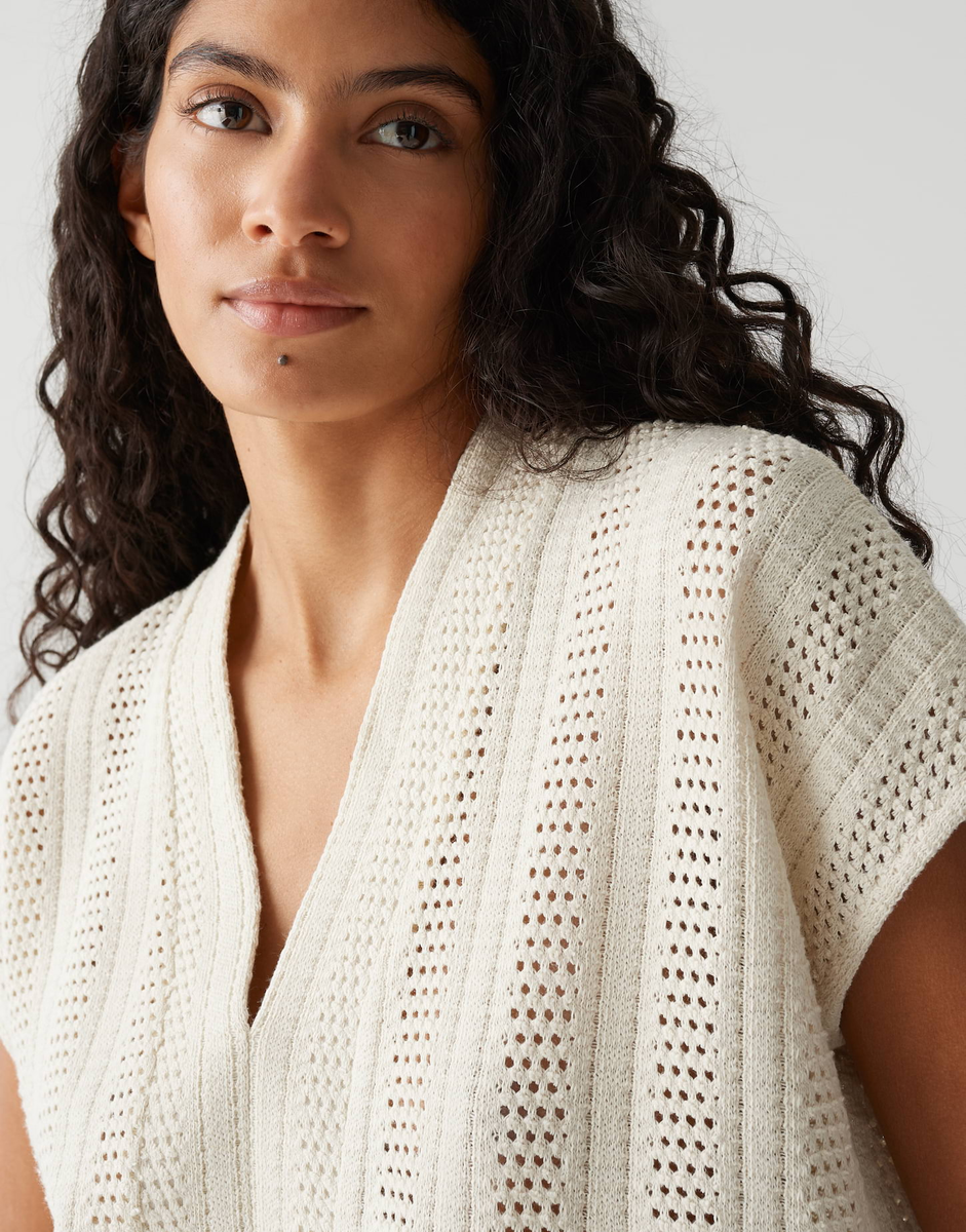 Saniela Kurzarmshirt mit Lochstrickoptik