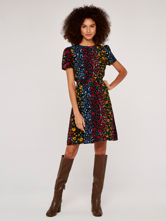 Minikleid "Floral Stripe Smock Mini Dress" | Apricot