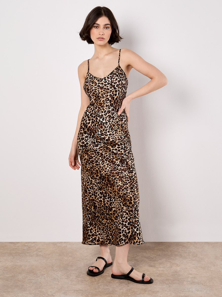 Midikleid "Textured Bias Slip" | Apricot