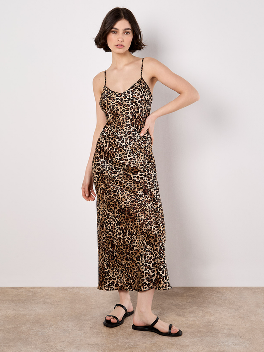 Midikleid "Textured Bias Slip" | Apricot