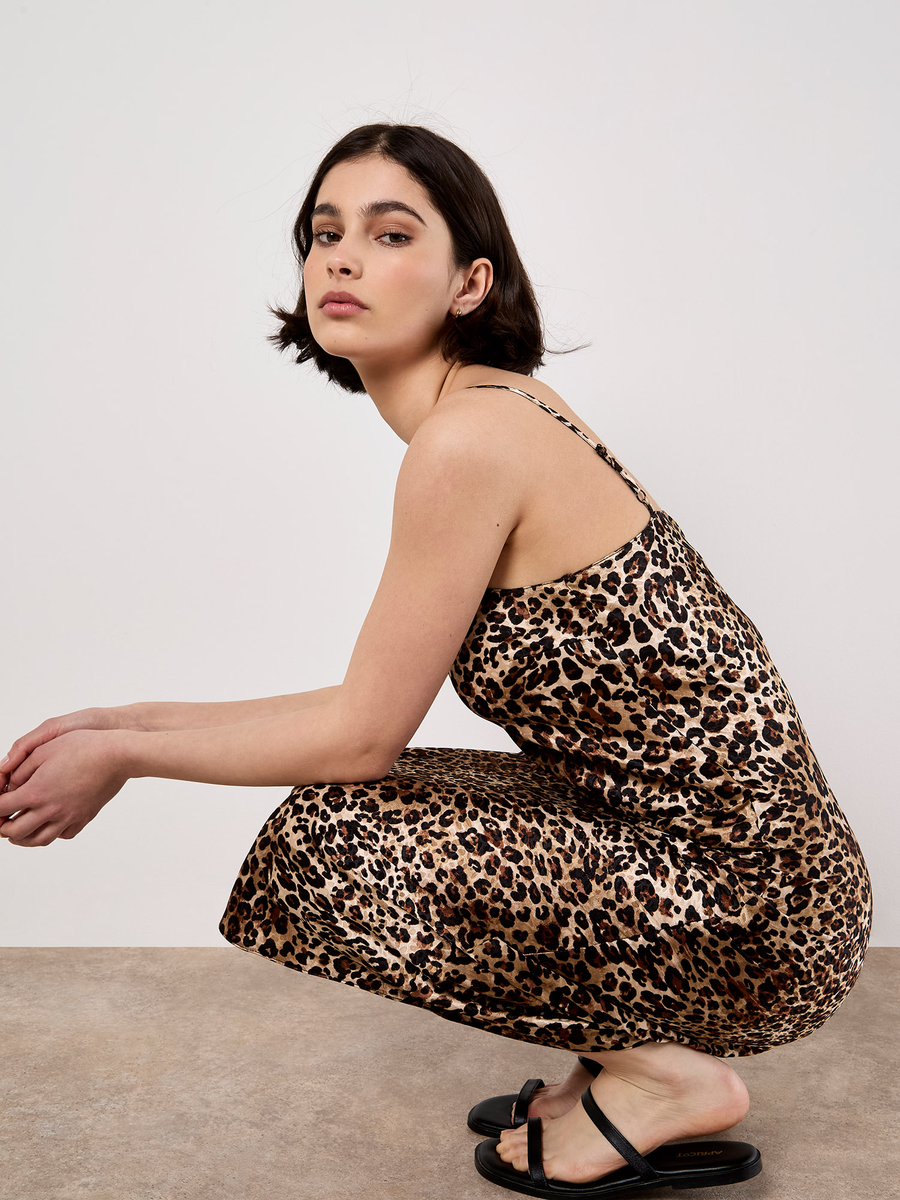 Midikleid "Textured Bias Slip" | Apricot