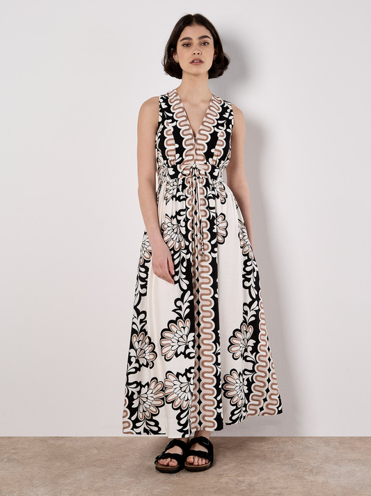 Maxikleid "Mirror Floral V/Nk Sleevele"  | Apricot