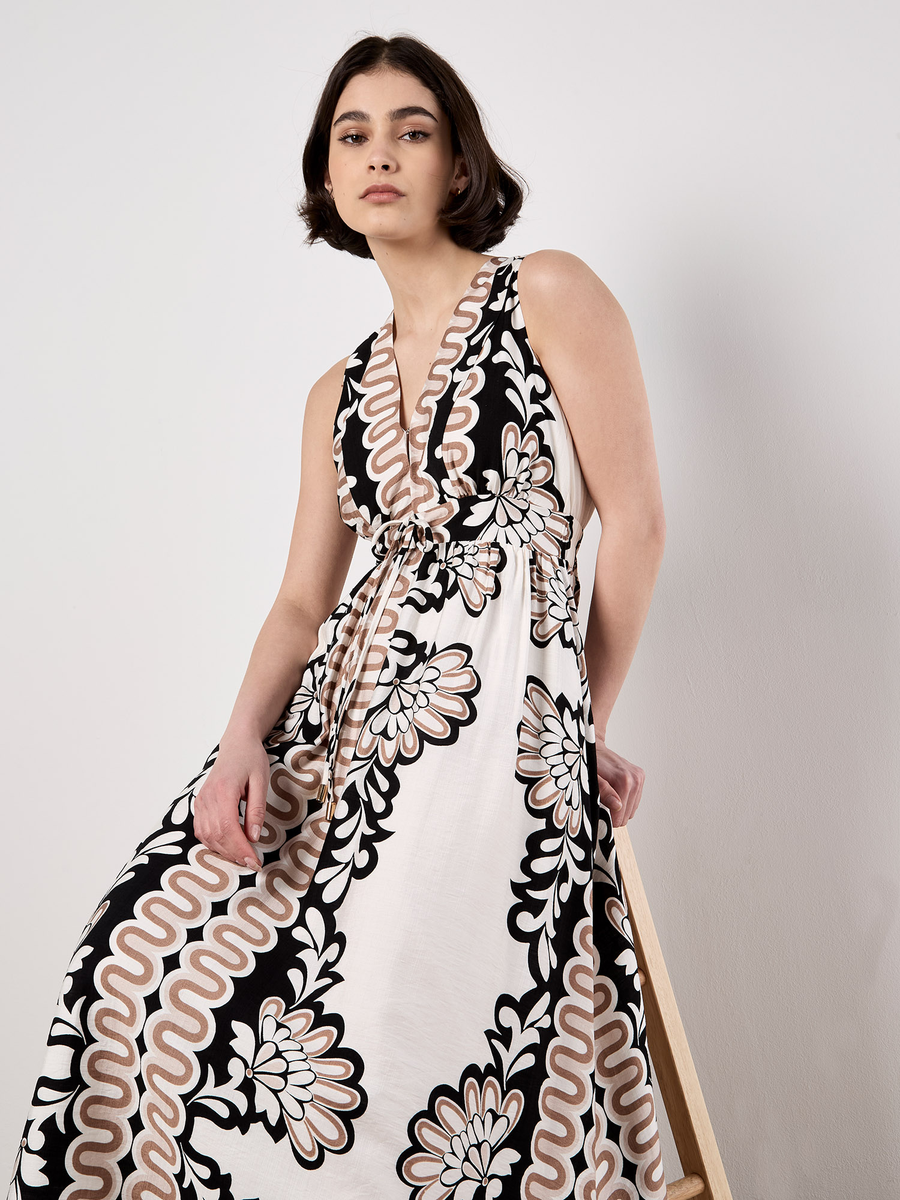 Maxikleid "Mirror Floral V/Nk Sleevele"  | Apricot