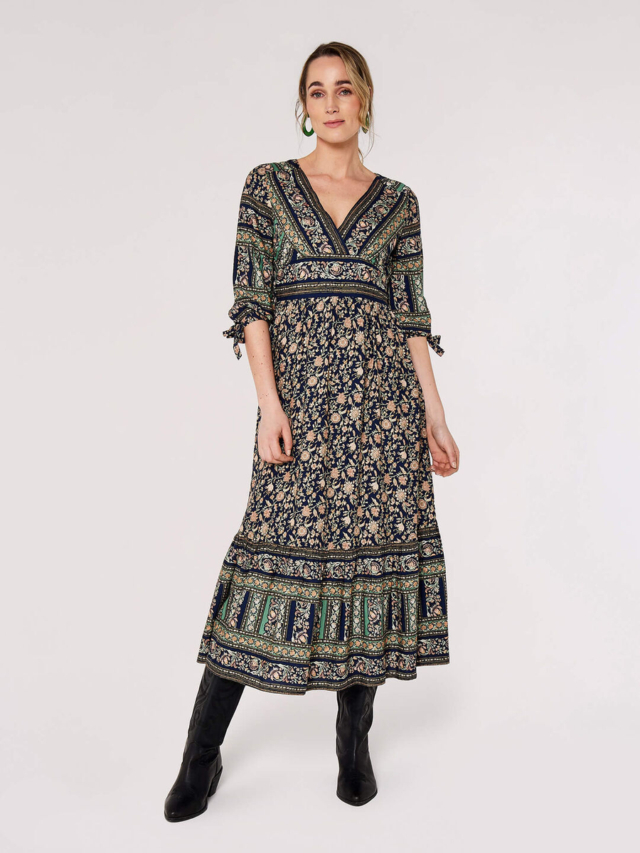 Maxikleid "Sarasa" mit Blumenmuster | Apricot