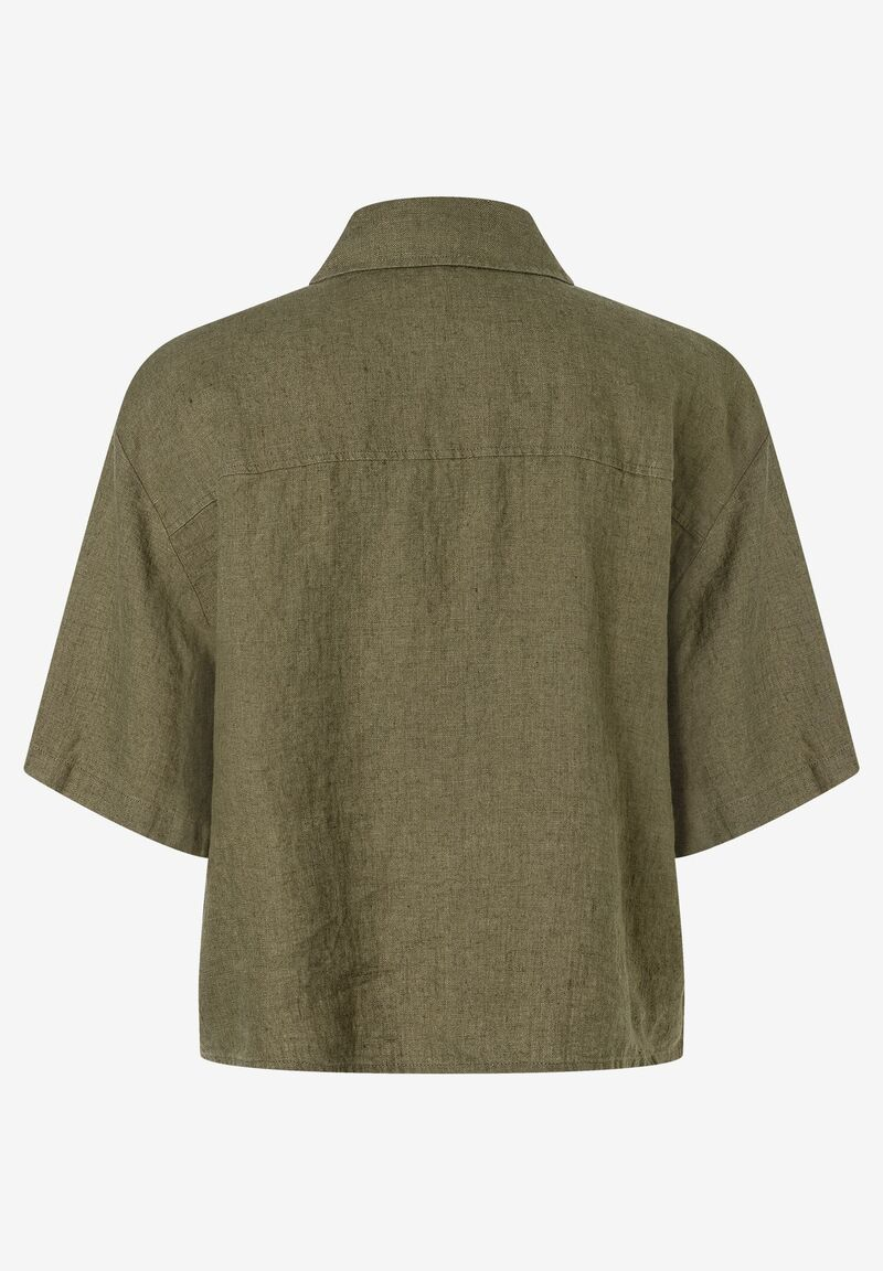 kurze Leinenbluse  weiß  Sommer-Kollektion