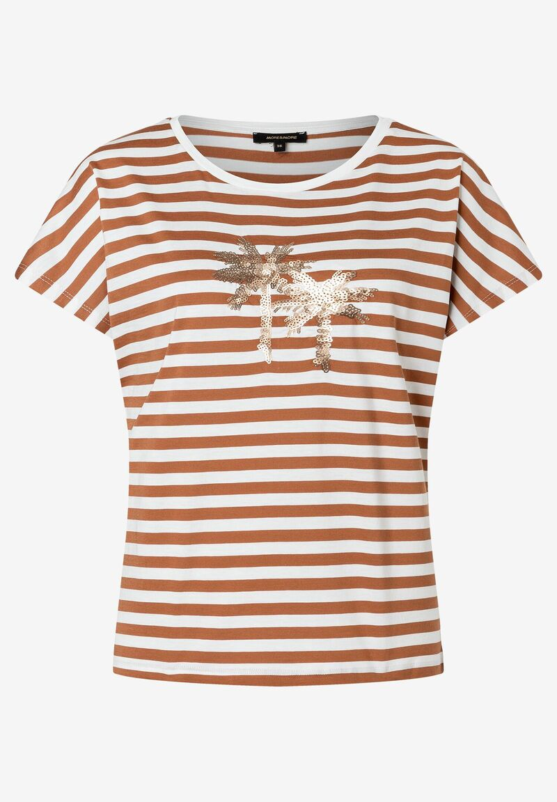 Streifenshirt  hellbraun/weiß  Sommer-Kollektion | More&More