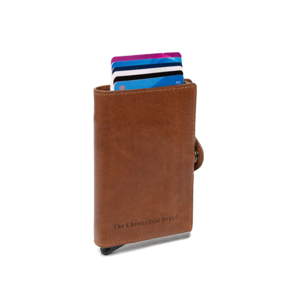 Leder Kartenetui Cognac 