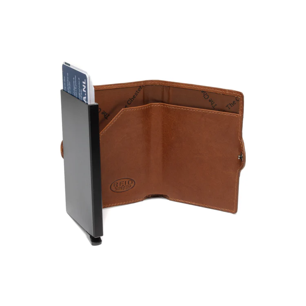Leder Kartenetui Cognac 