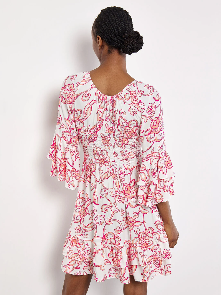 Kurzes, florales Sommerkleid | Apricot