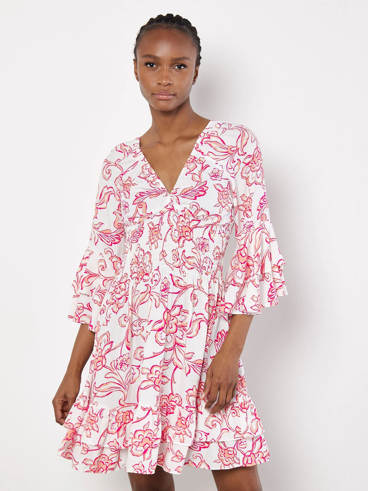 Kurzes, florales Sommerkleid | Apricot