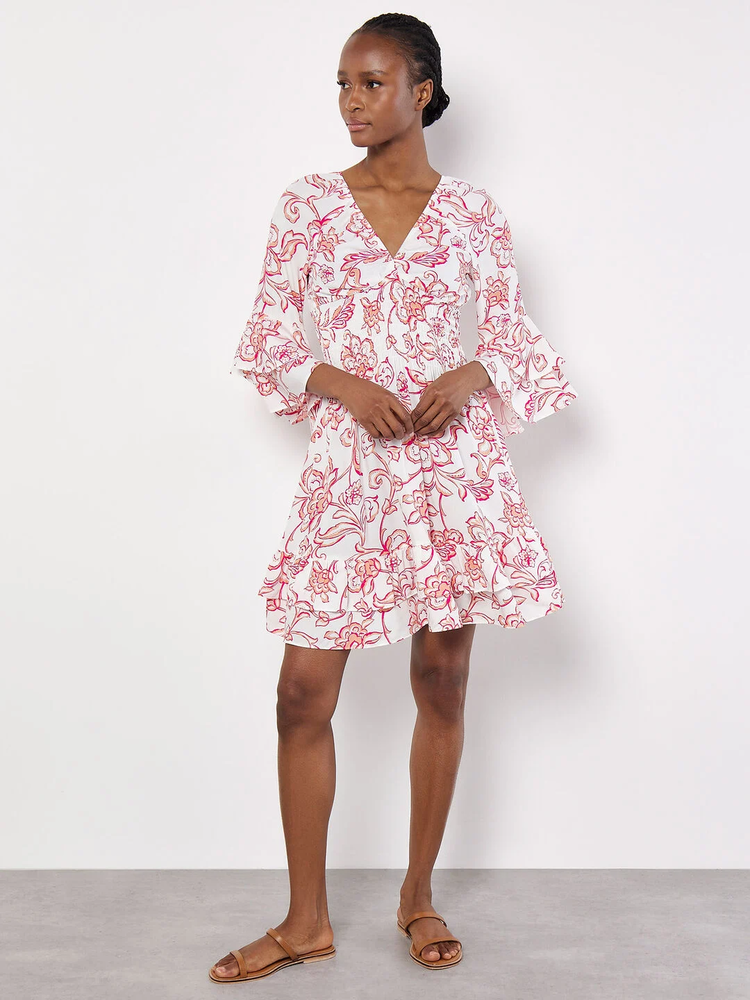 Kurzes, florales Sommerkleid | Apricot