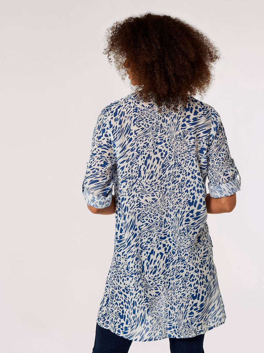Kurzarmbluse Animal-Print | 
                Apricot
