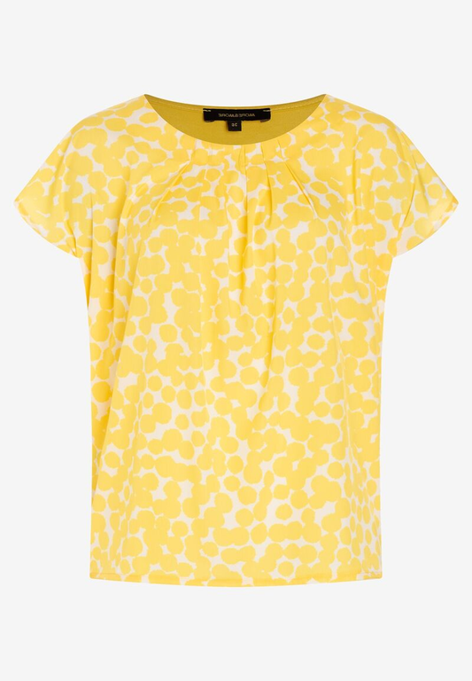 Blusenshirt mit Tupfenprint  gelb/weiß