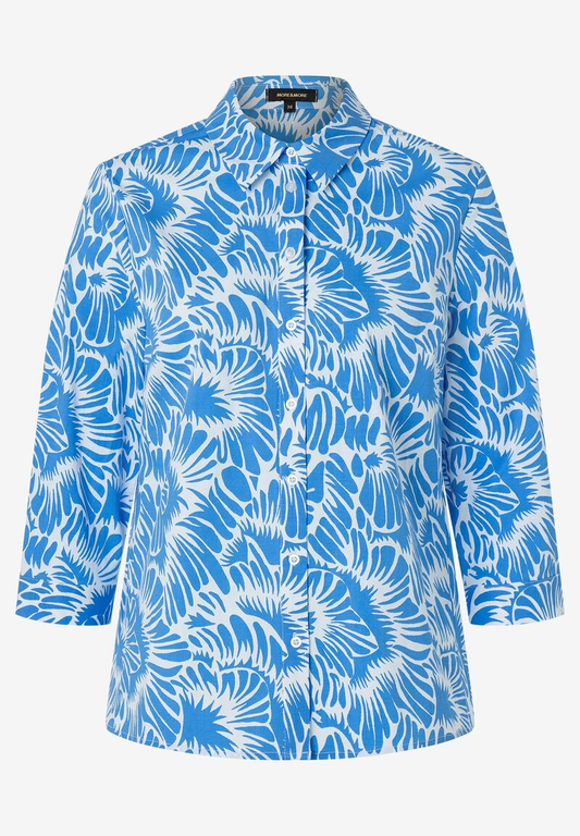 Printbluse  blau/weiß