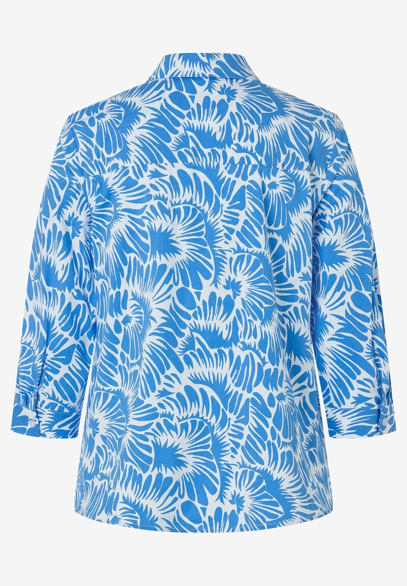 Printbluse  blau/weiß