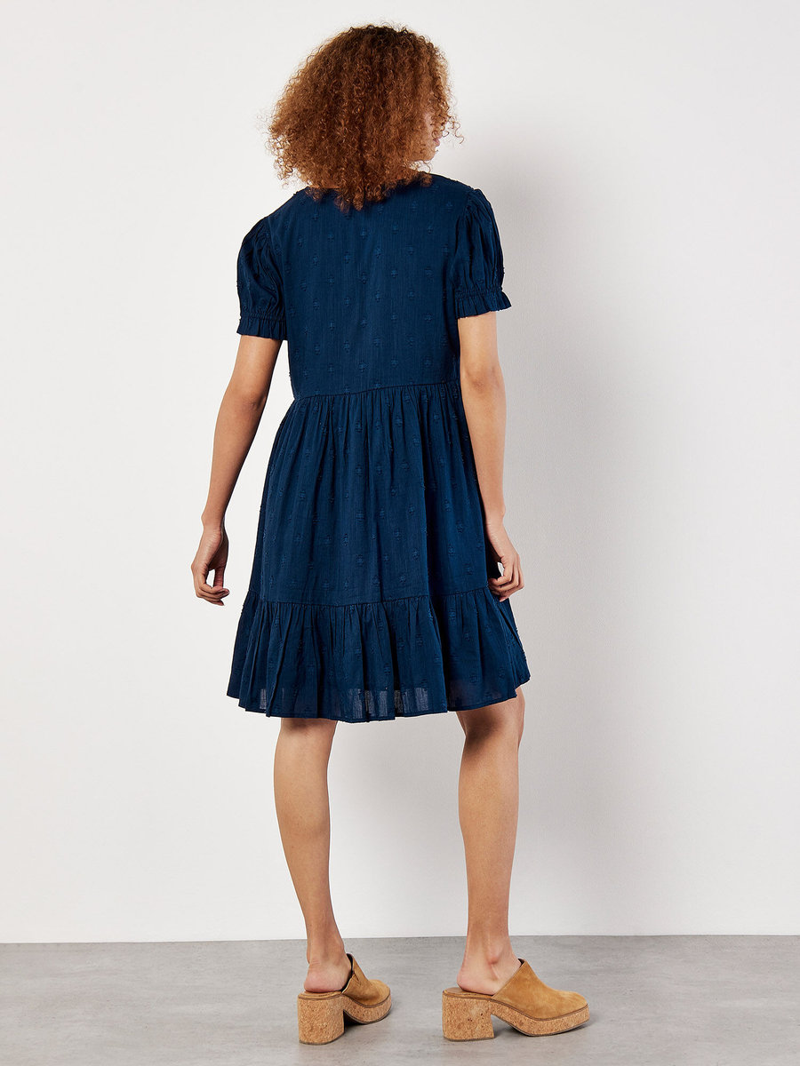 Baumwollmisch-Dobby-Minikleid 