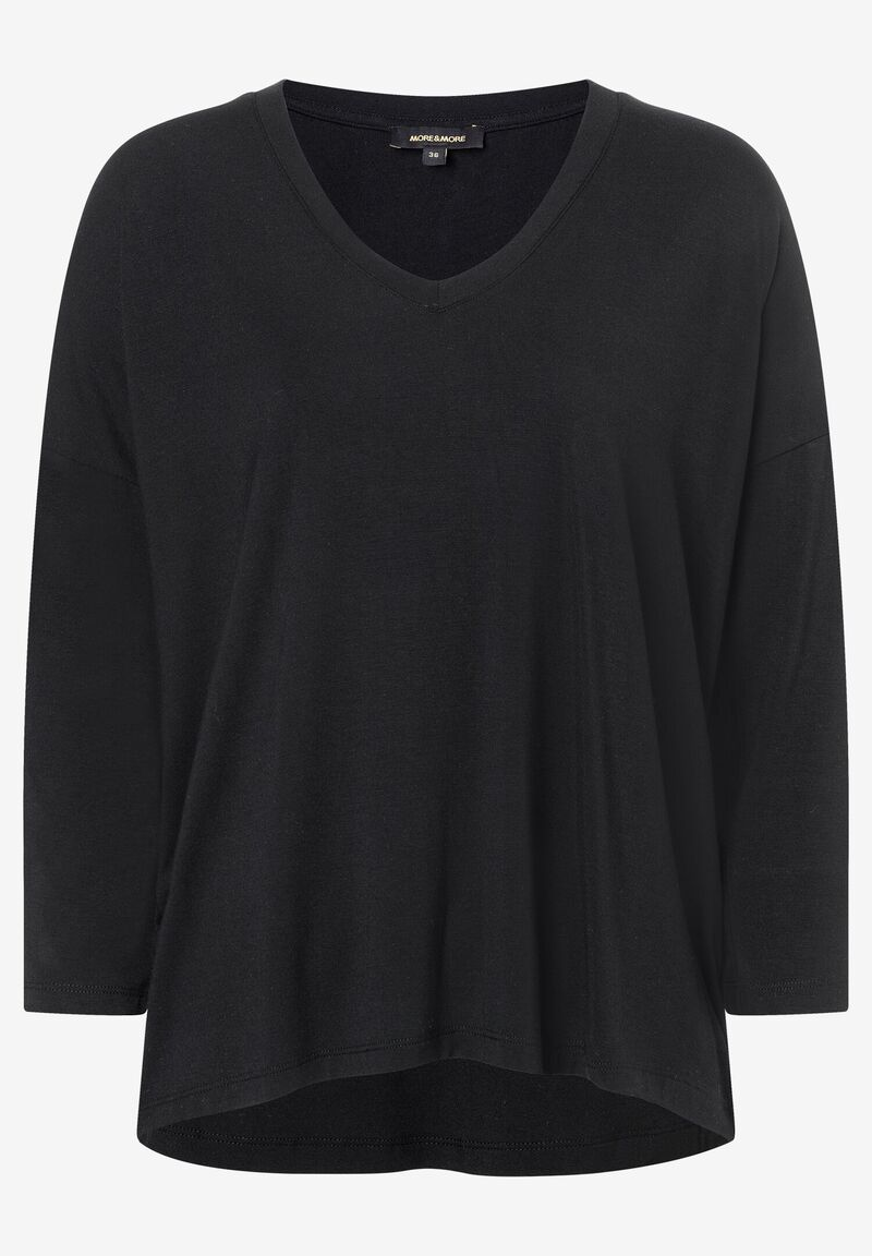 weites V-Neck Shirt  schwarz  Frühjahrs-Kollektion | More&More