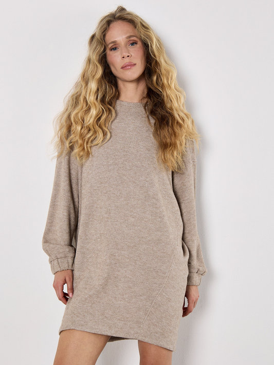Strickkleid im Wabenmuster | Apricot