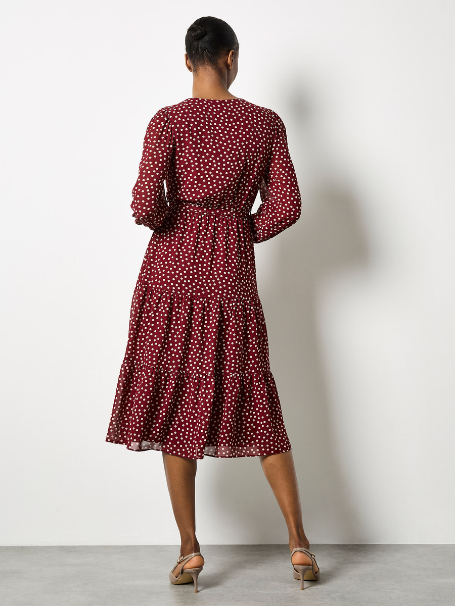 Wickel-Midikleid mit Punktemuster | Apricot