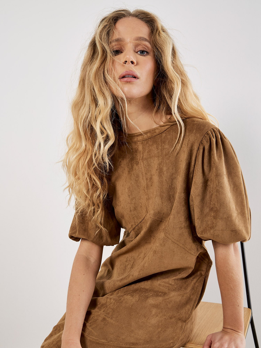 Wildleder Minikleid | Apricot